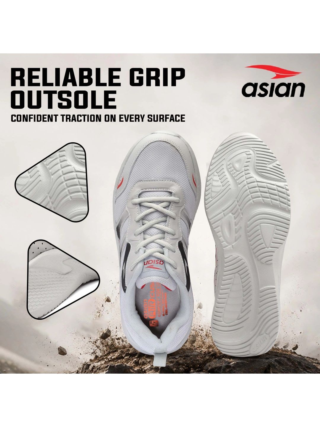 ASIAN Men Mesh Running Shoes - right view