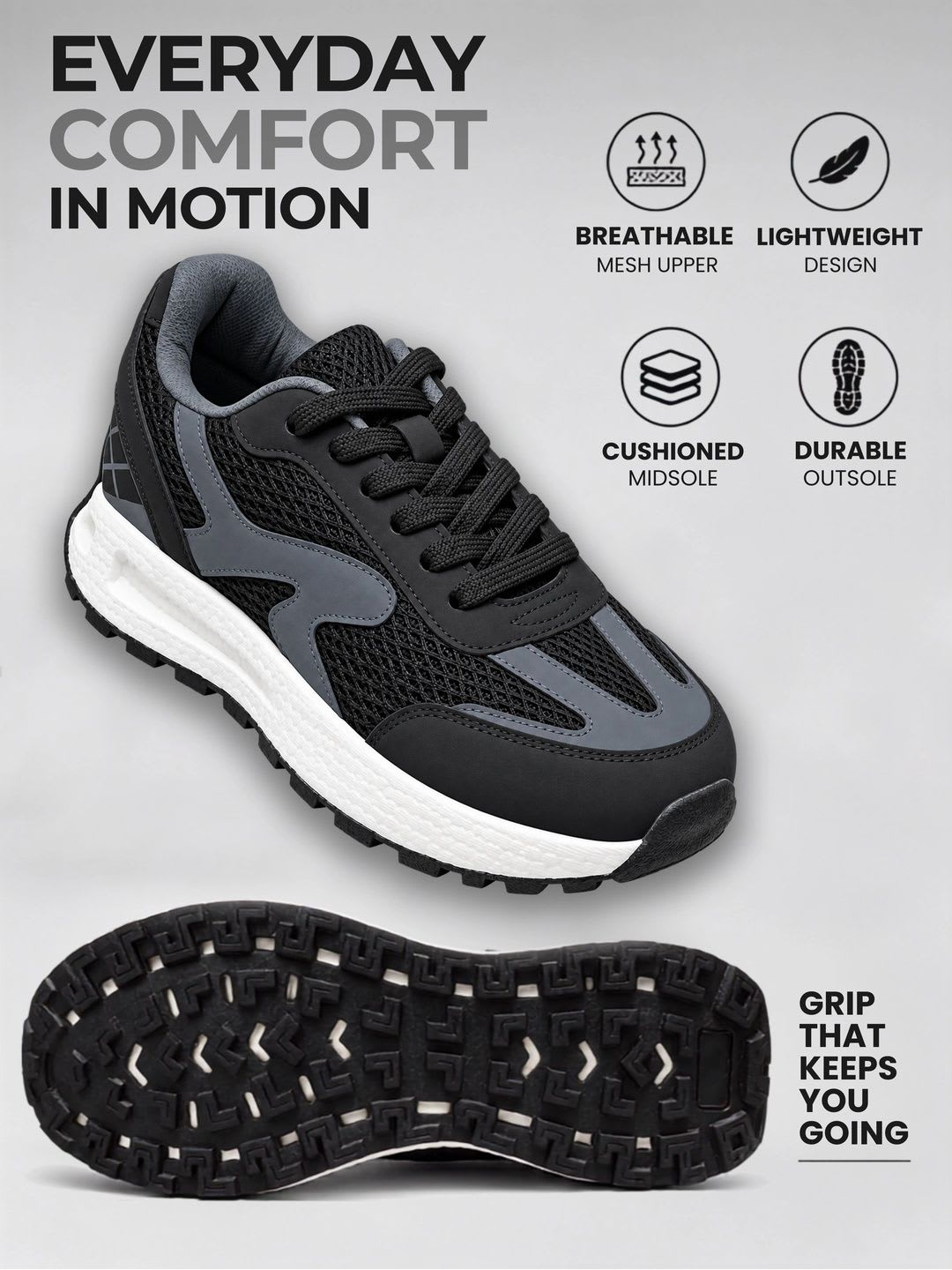 Allen Cooper Men Mesh Running Shoes - back view