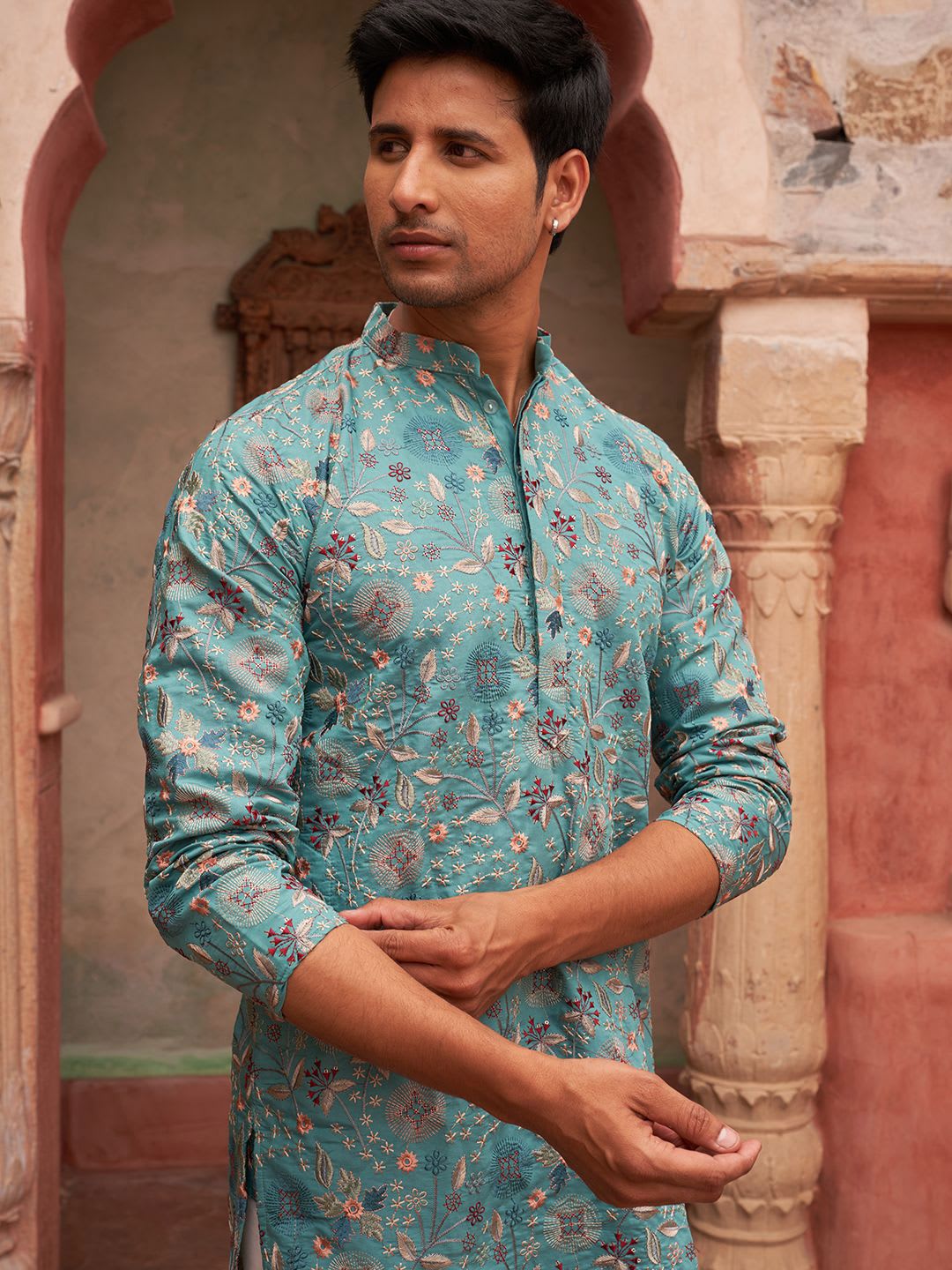 Jompers Men Ethnic Motifs Embroidered Straight Kurta - default view