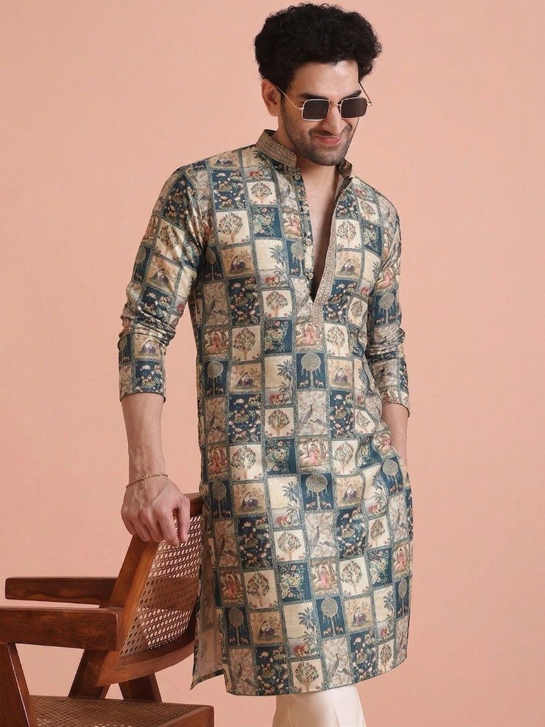 LADY BERRY Men Floral Printed Indie Prints Kurta - default view