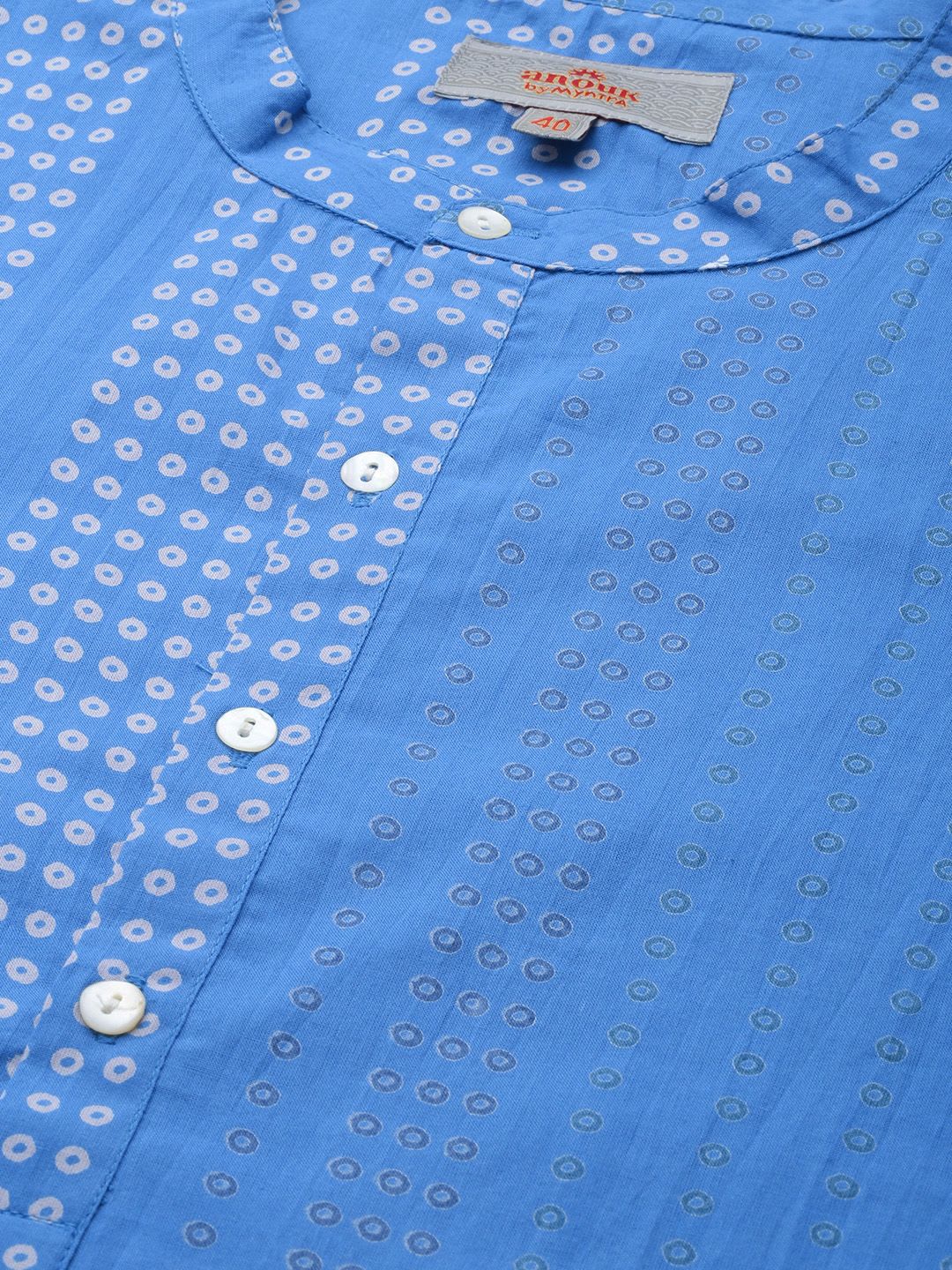 Anouk Men Blue Bandhani Printed  Cotton Kurta - back view