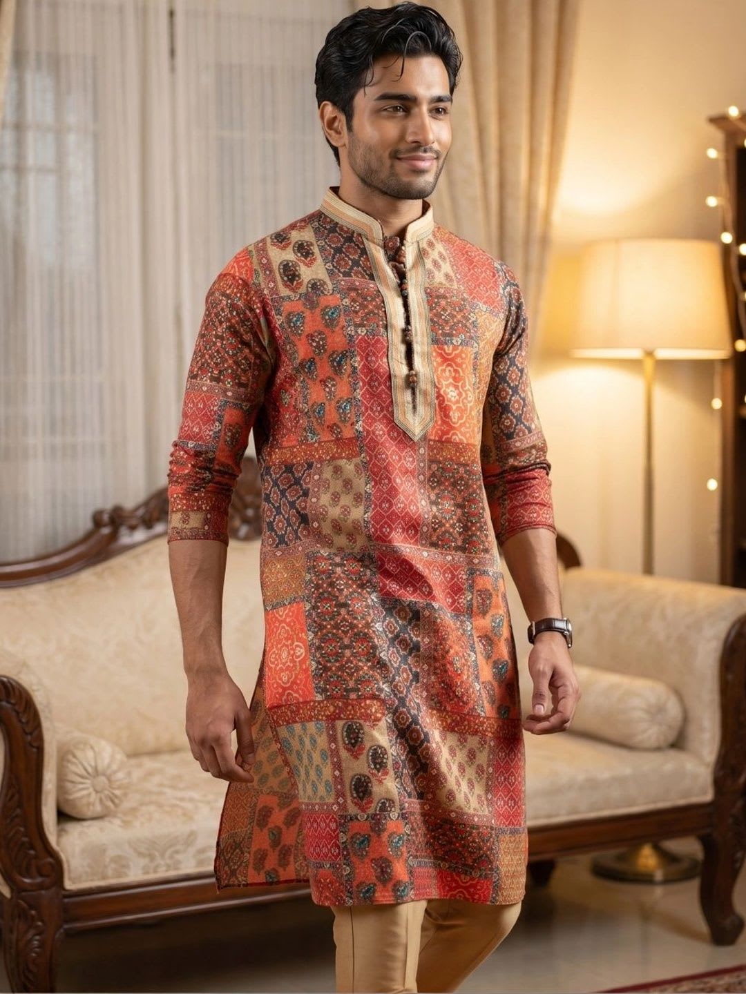 KISAH Men Abstract Printed Regular Fit Kurta - default view