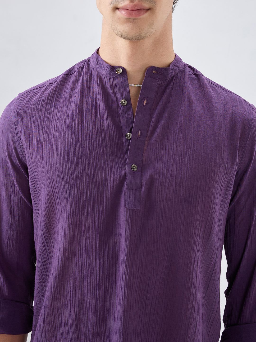 VASTRADO Sheer Luxury Purple Linear Crepe Kurta - back view