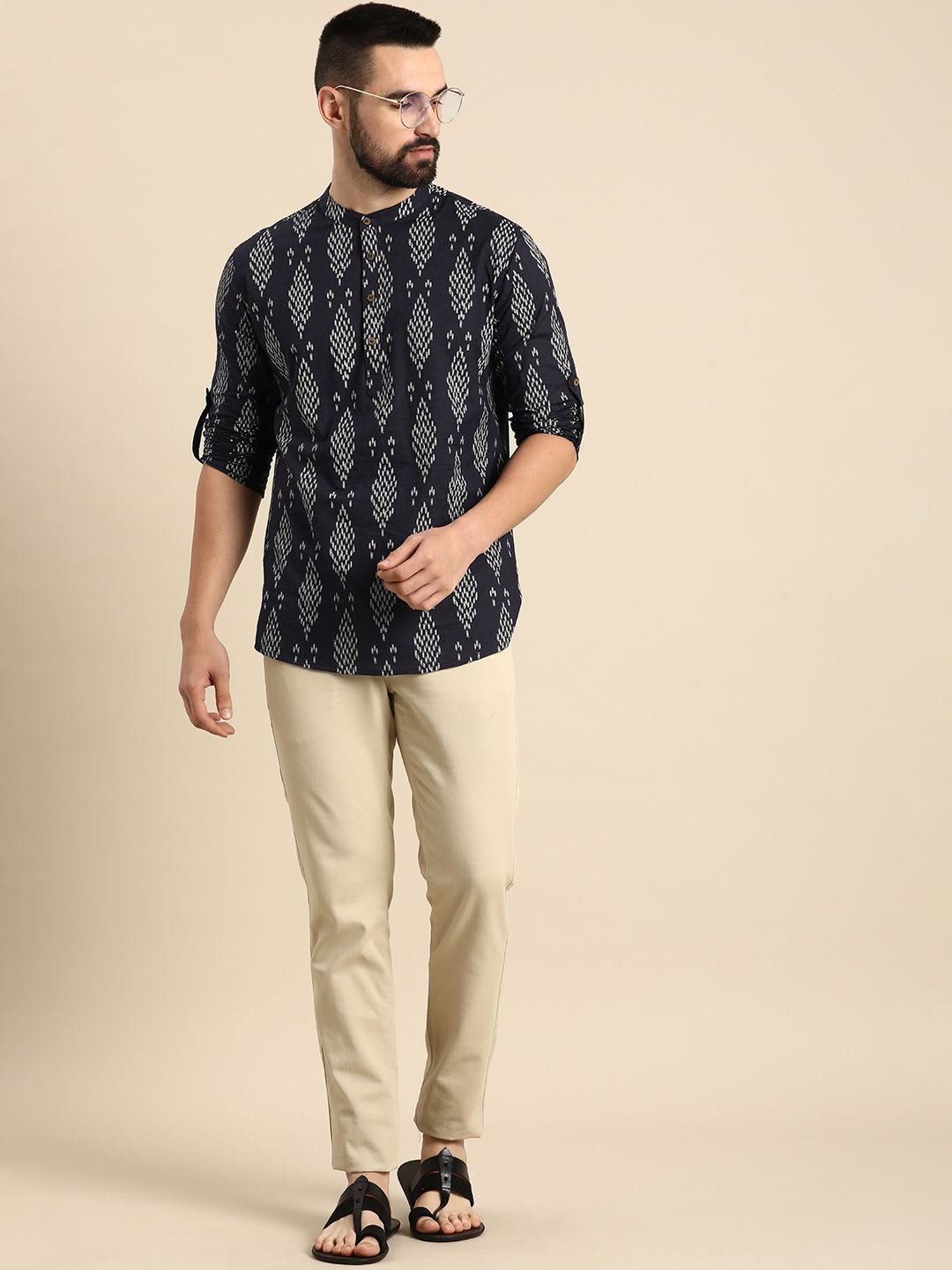Anouk Men Ethnic Motifs Printed Block Print Short Kurta - default view