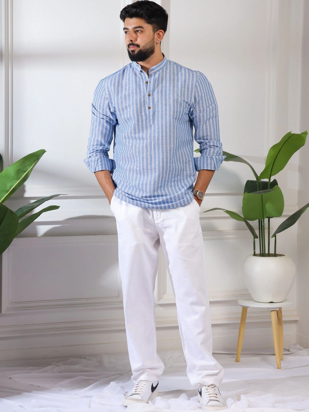 Koshin Men Striped Kurta - left view