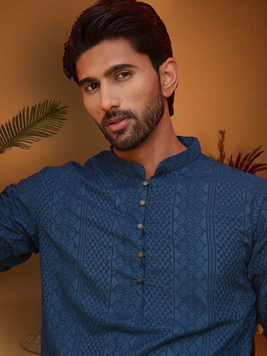 Jompers Men Cotton Embroidered Chikankari Kurta - default view