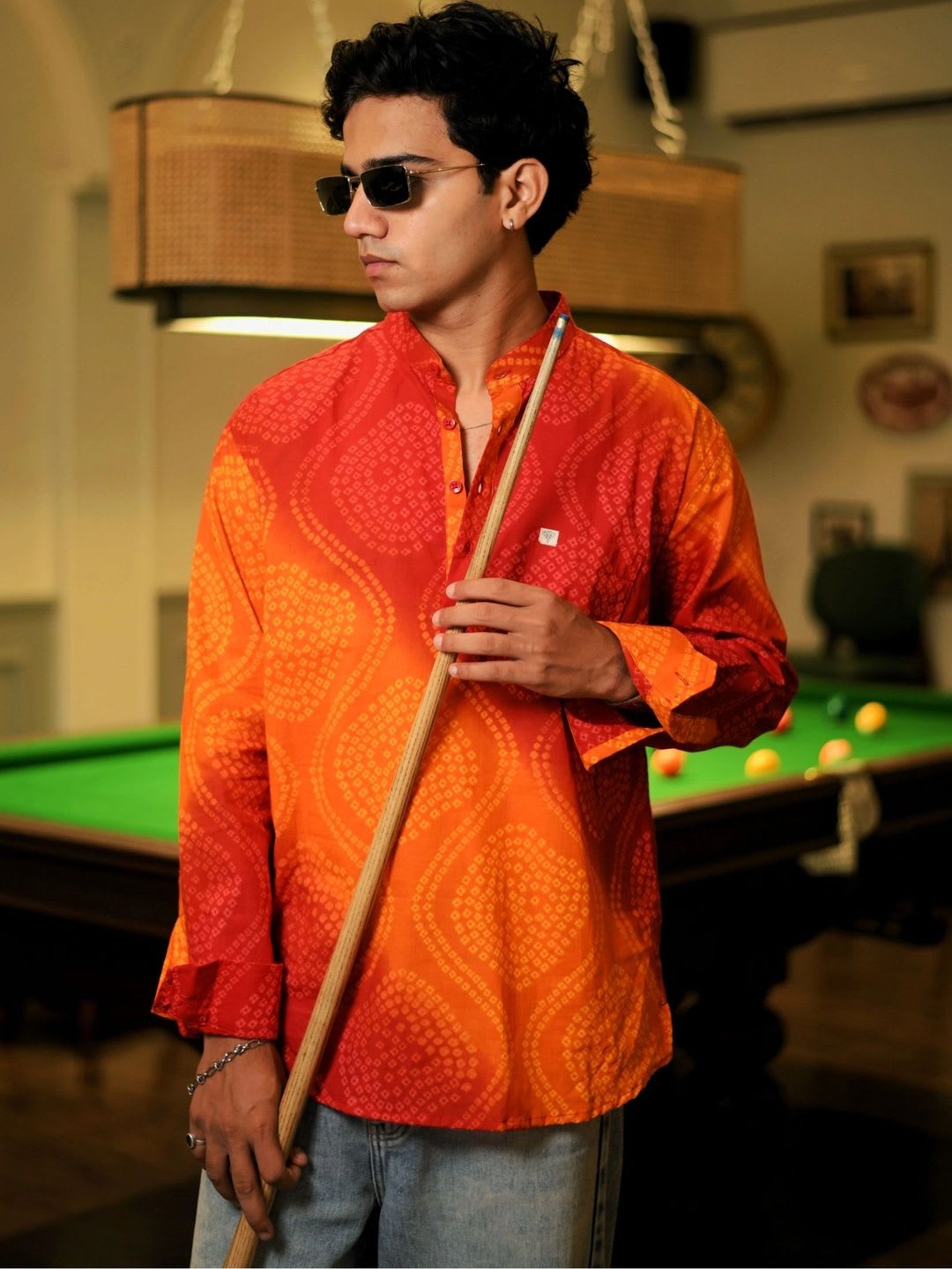 Hues Fab Men Bandhani Printed Kurta - default view