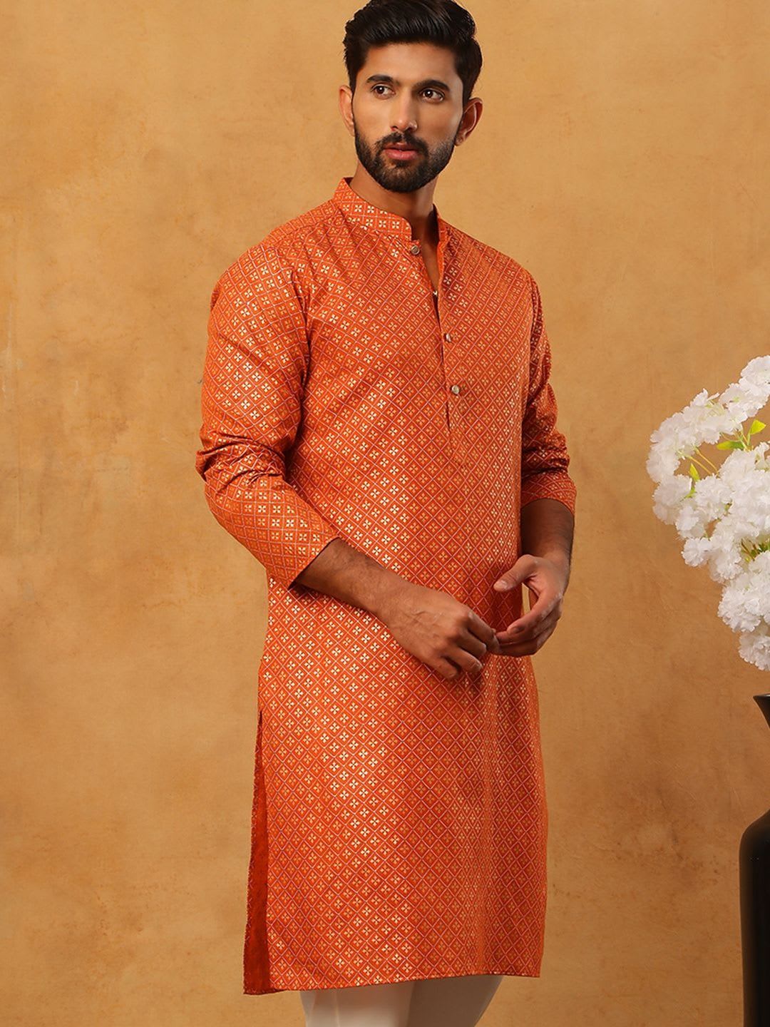 Jompers Men Geometric Printed Kurta - default view