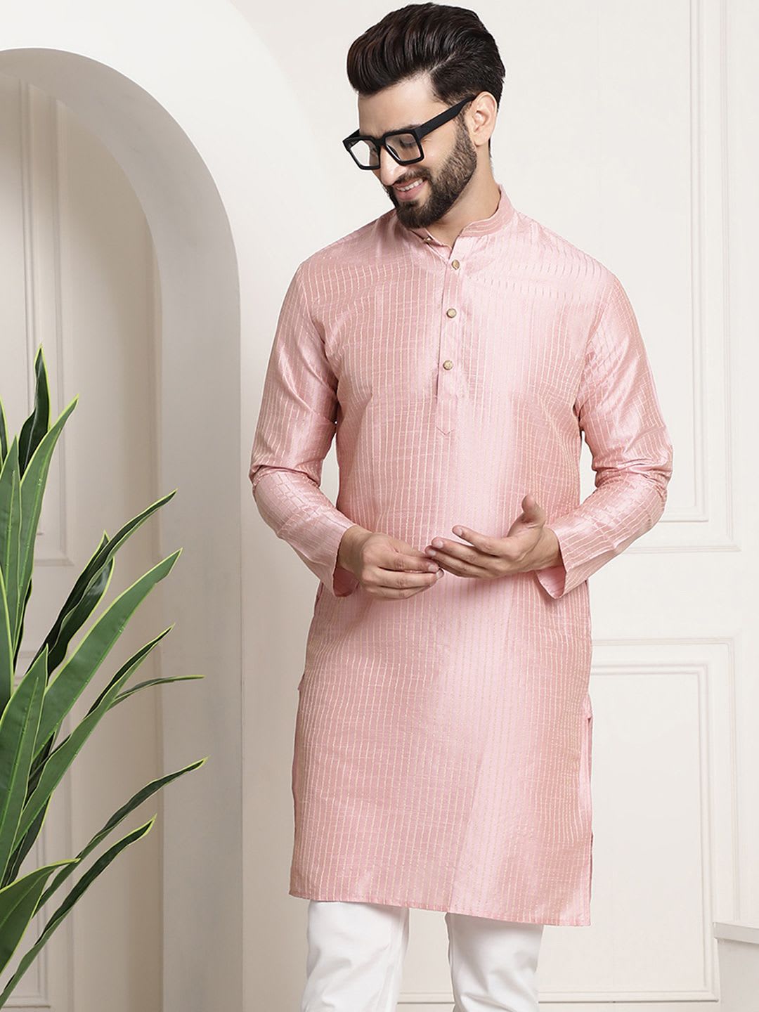 SOJANYA Men Woven Design Jacquard Straight Kurta - default view