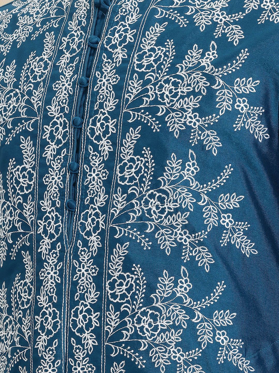 House of Pataudi Jashn Floral Embroidered Kurta - right view
