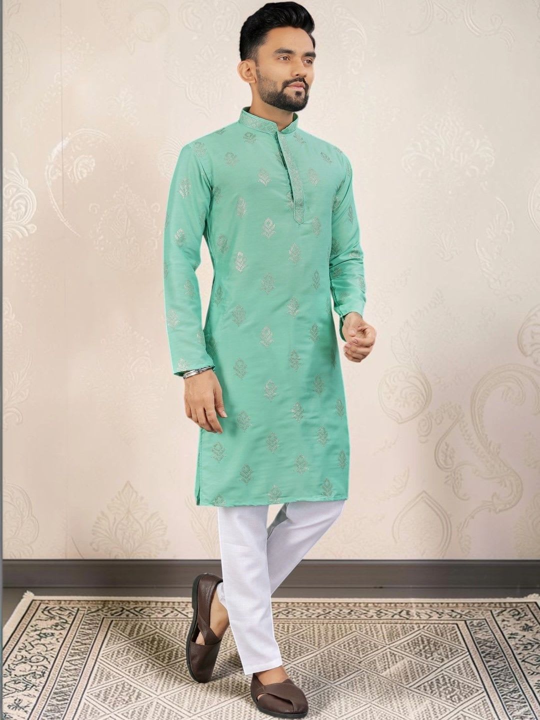 YUVAGRAM Men Ethnic Motifs Embellished Kurta - left view