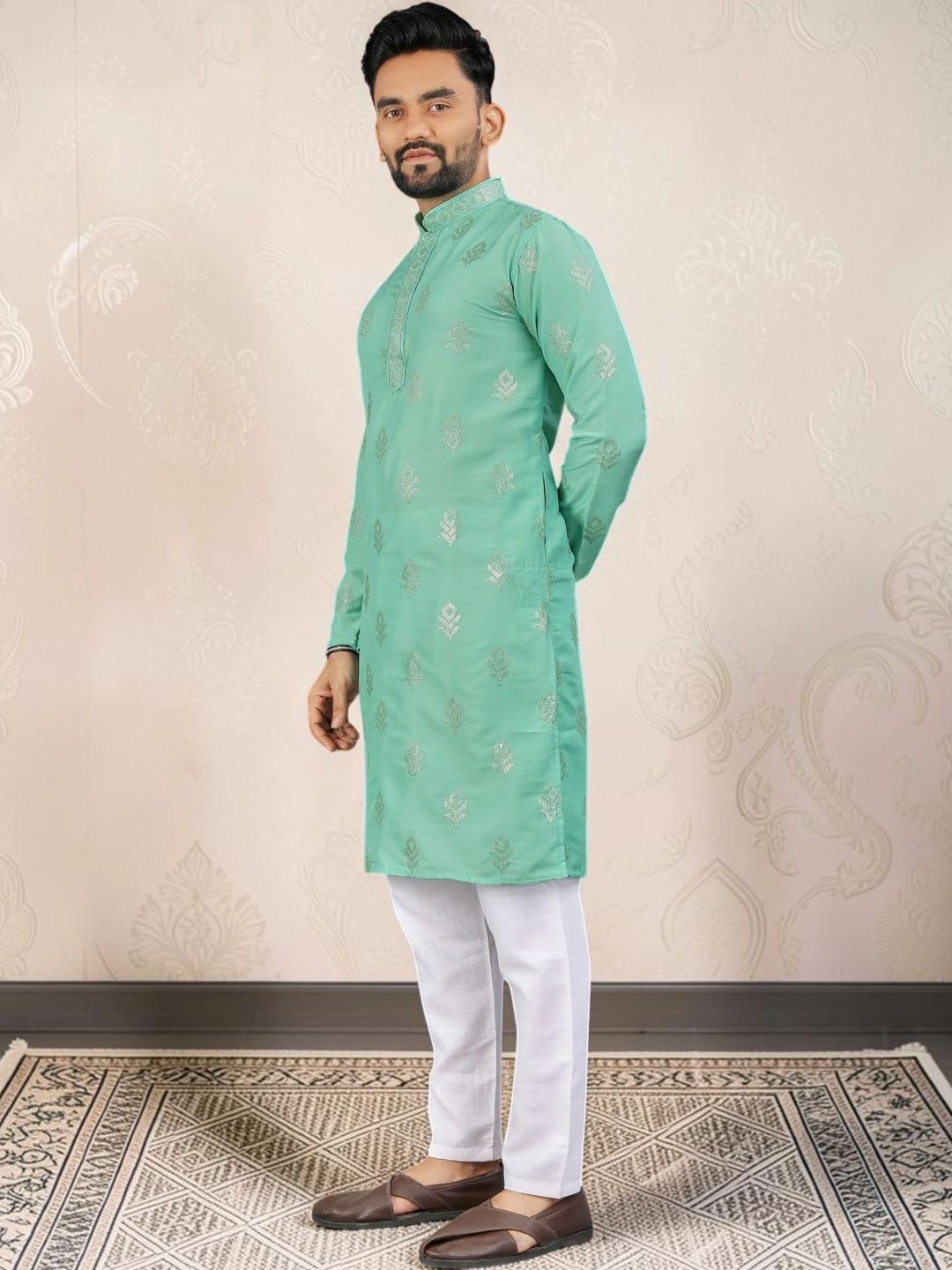 YUVAGRAM Men Ethnic Motifs Embellished Kurta - right view