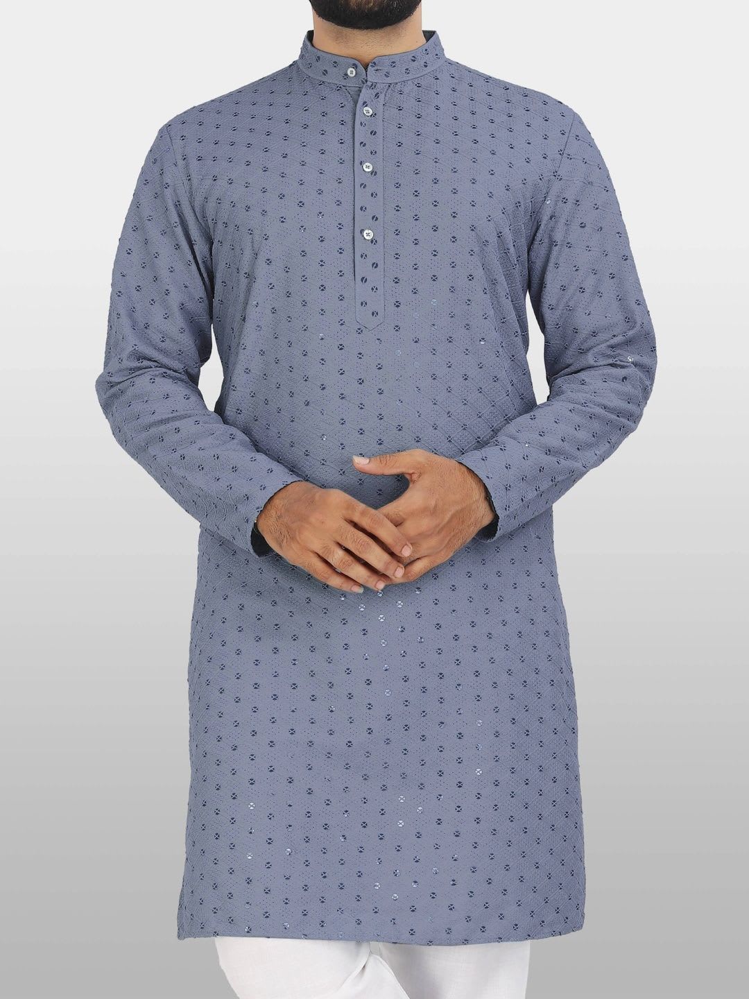 ALMORA LIFESTYLE Men Embellished Handloom Kurta - right view