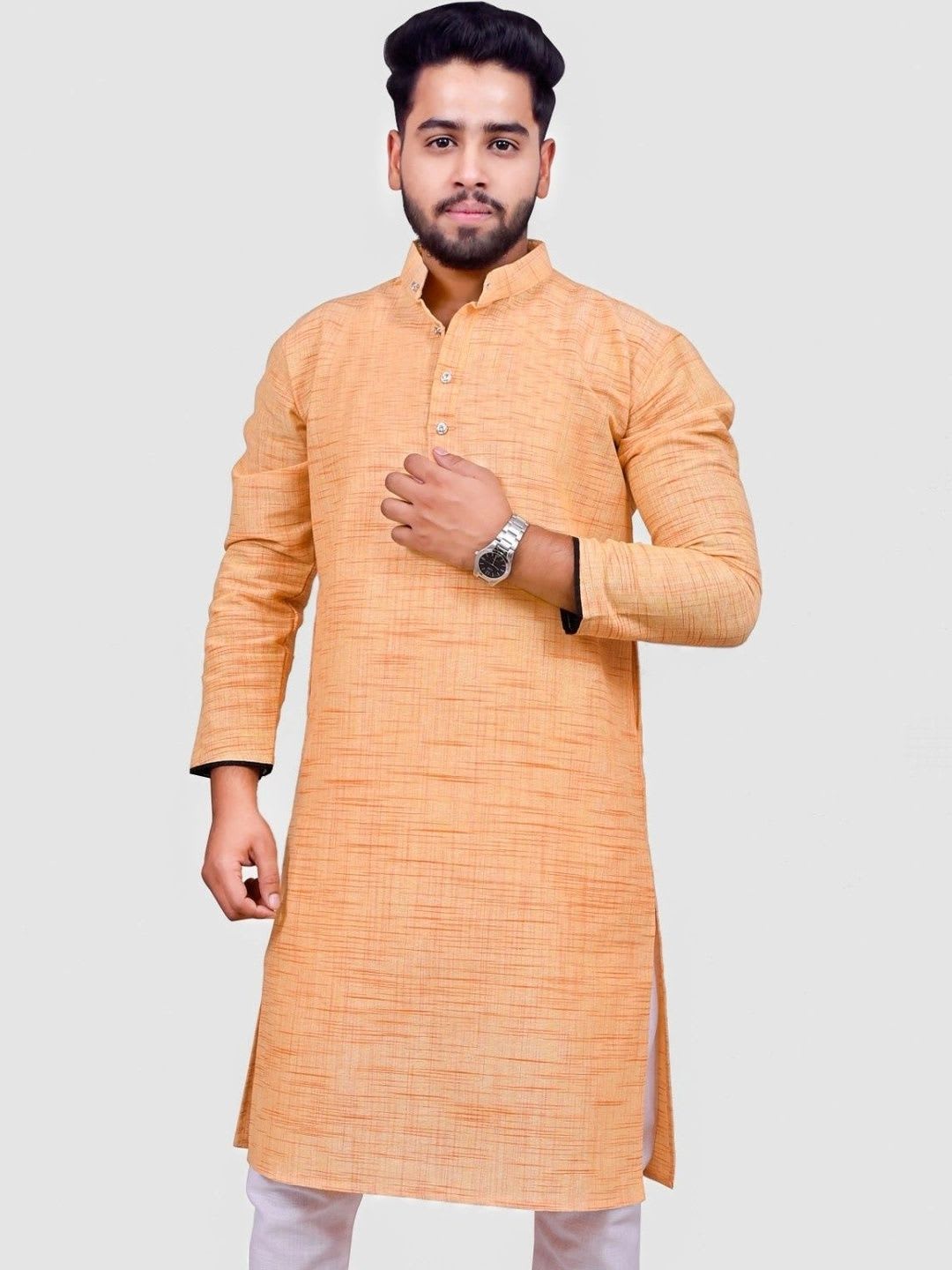 Khasmuda Attire Men Dobby Handloom Kurta - default view