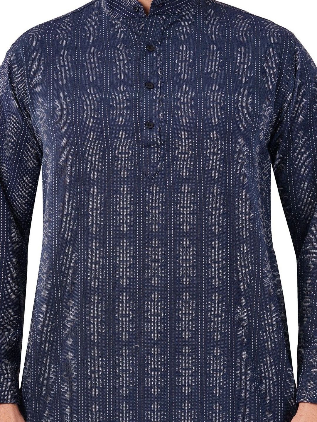 Khasmuda Attire Men Ethnic Motifs Printed Dobby Handloom Kurta - left view