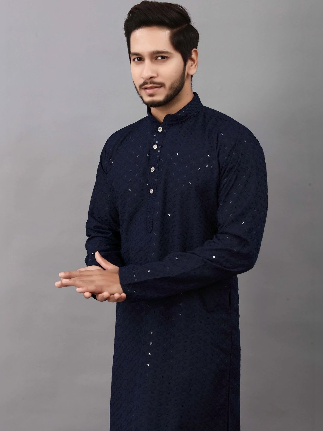 ALMORA LIFESTYLE Men Handloom Kurta - back view