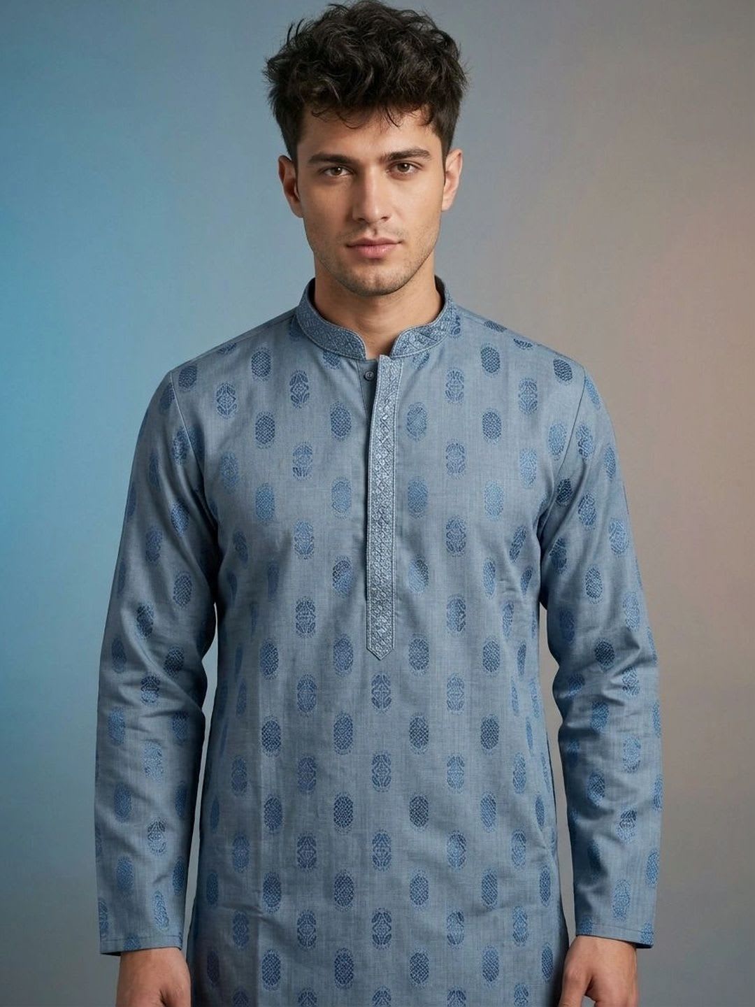 Rajkuwar Men Thread Work Kurta - default view