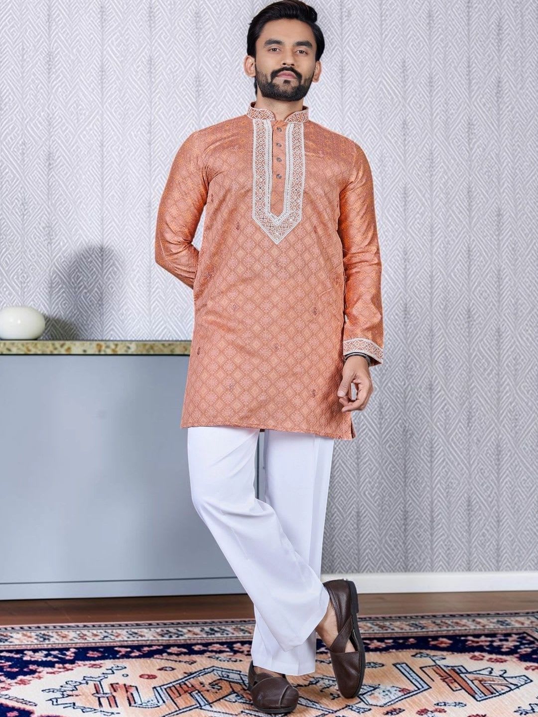 YUVAGRAM Men Grandeur & Majestic Artwork Kurta - default view