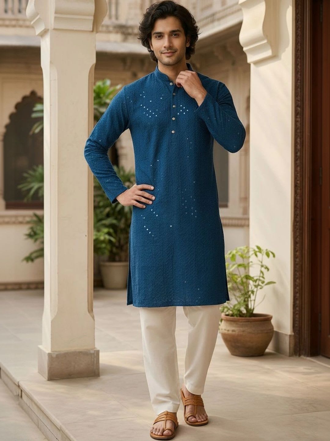 Anouk Men Ethnic Motifs Embellished Sequinned Kurta - default view