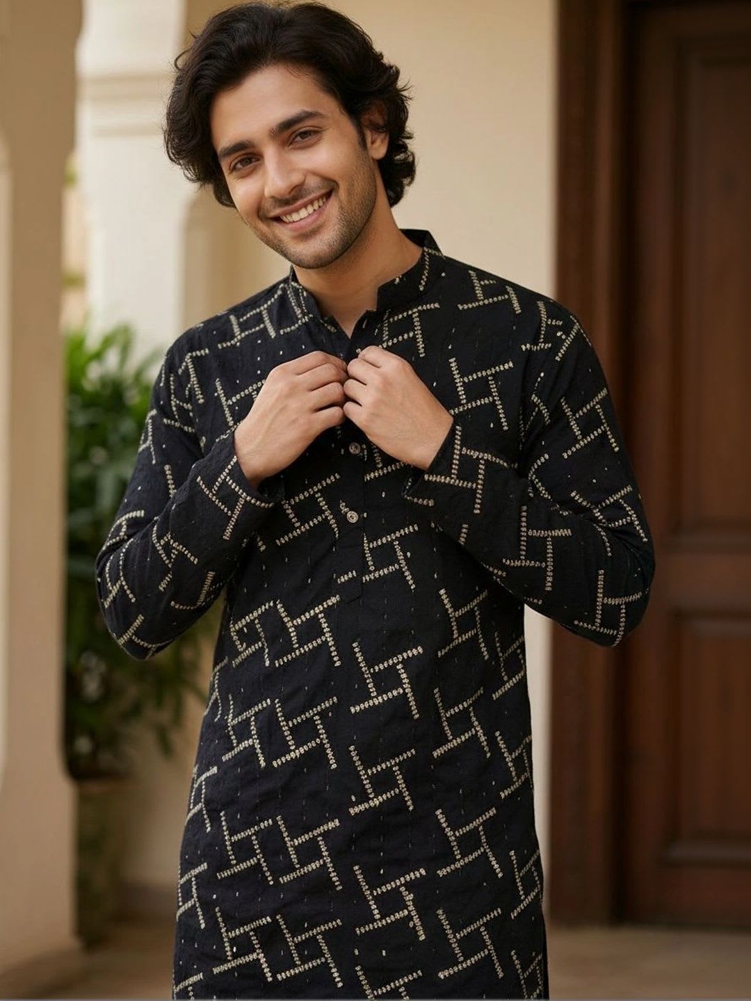 Anouk Men Geometric Printed Kurta - default view