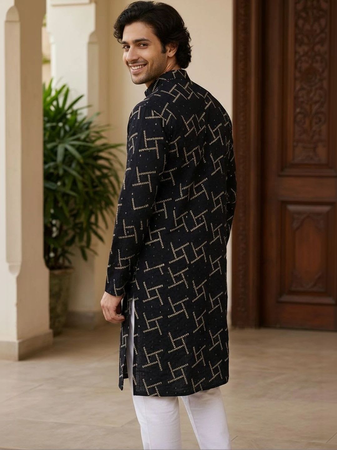 Anouk Men Geometric Printed Kurta - left view