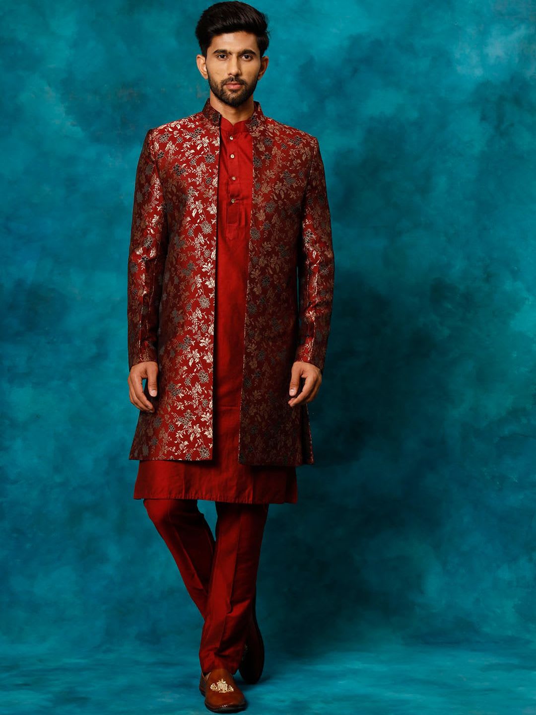 VASTRAMAY Men Self-Design Sherwani Set - default view
