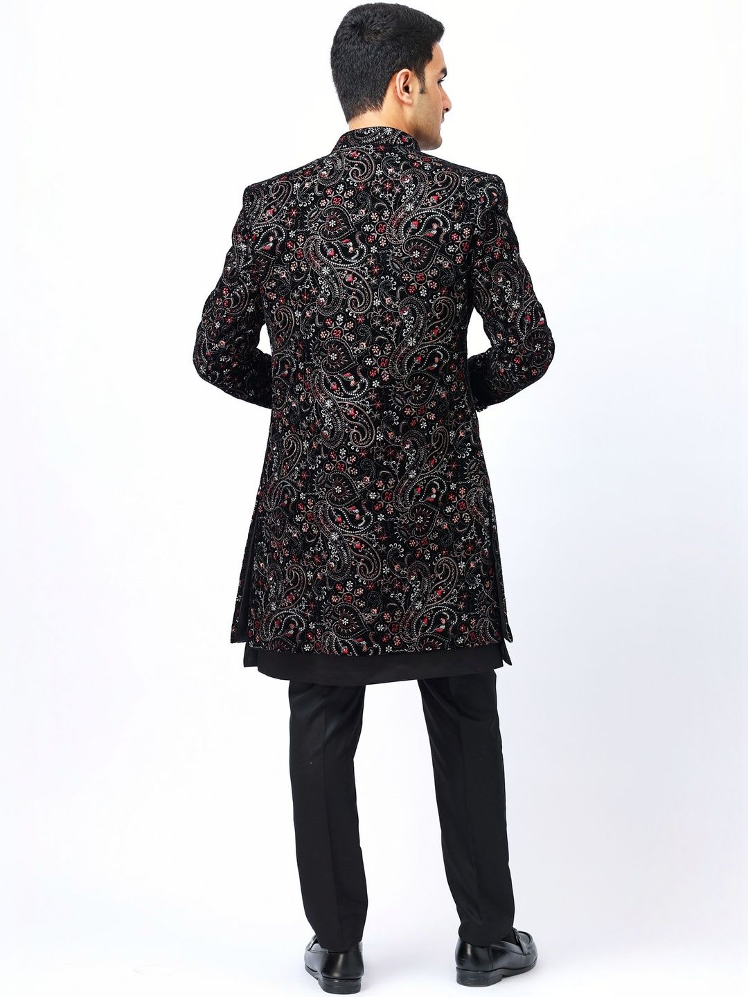 Aesthelia Men Embroidered Mandarin Collar Neck Sherwani - right view
