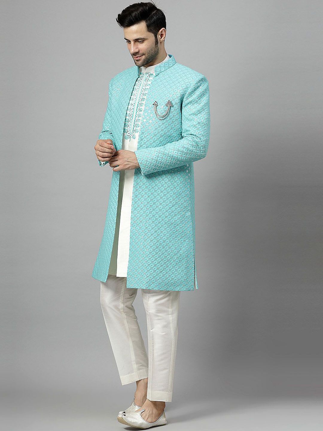 Utsav Fashion Embroidered Sherwani Set - back view