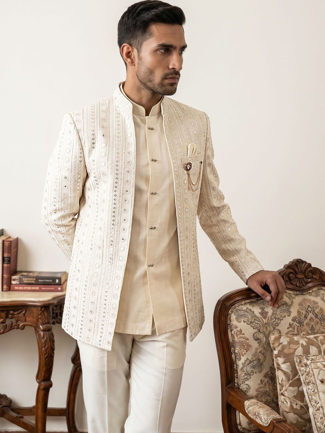 Jompers Silk Blend Sequin & Embroidered Indo-Western Set - default view