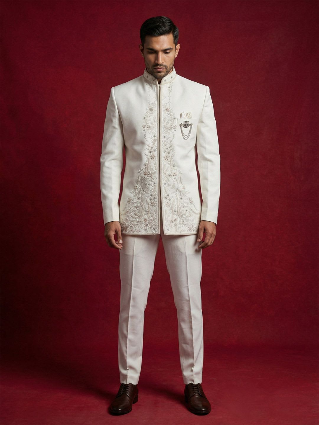 Jompers Embroidered Mandarin Collar Sherwani - default view