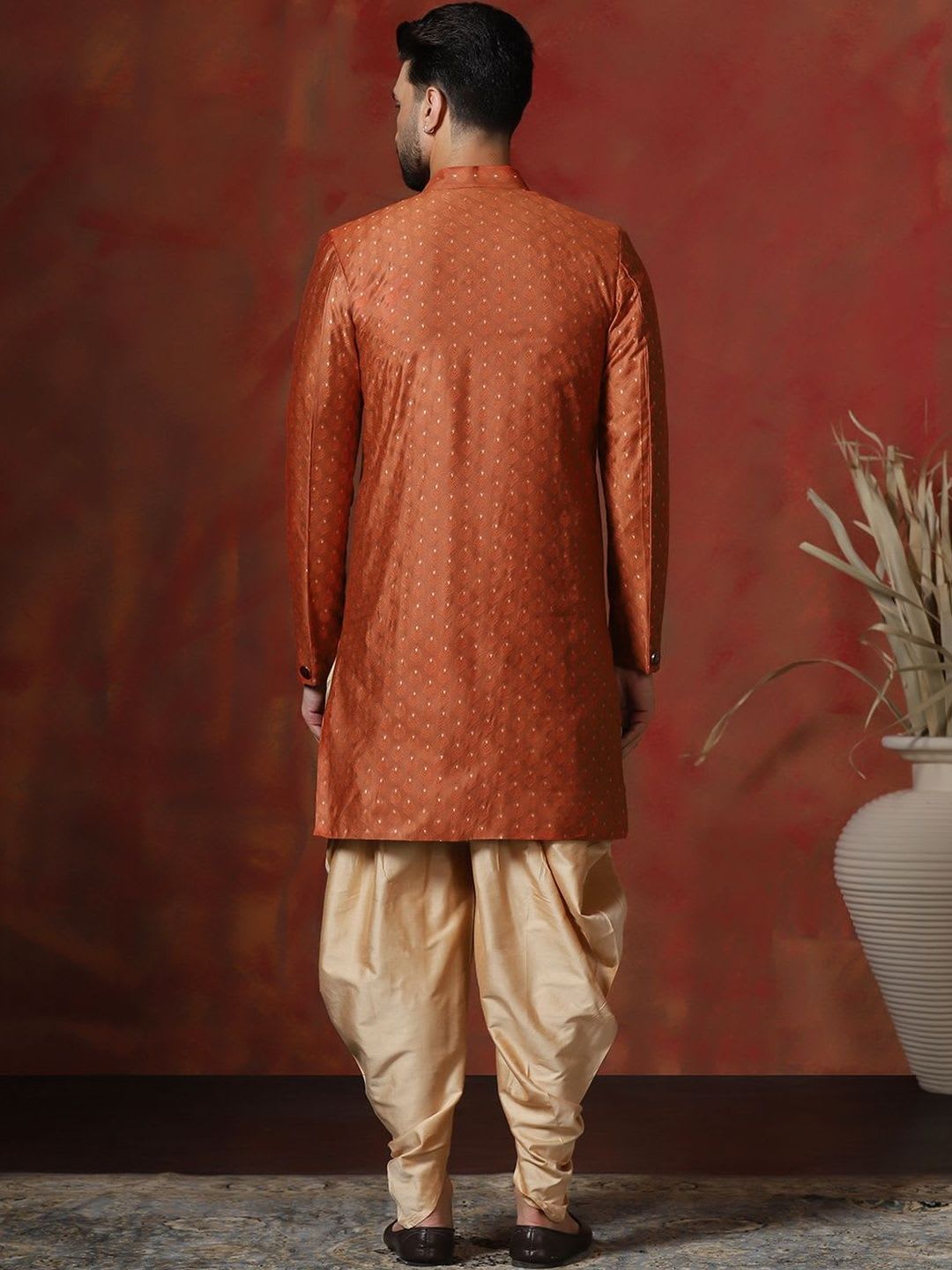 SOURAGYA Embroidered Mandarin Collar Sherwani Set - left view