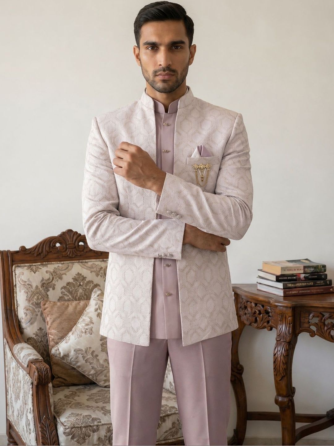 Jompers Jacquard Ethnic Indo-Western Set - default view