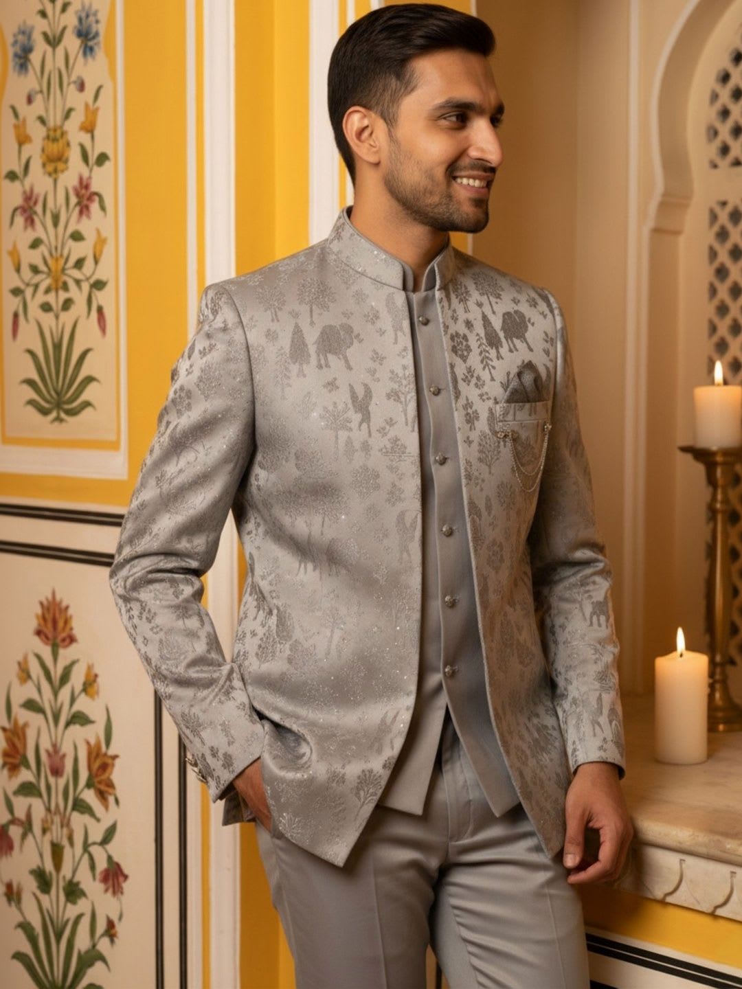 Jompers Men Mandarin Collar Sherwani - default view