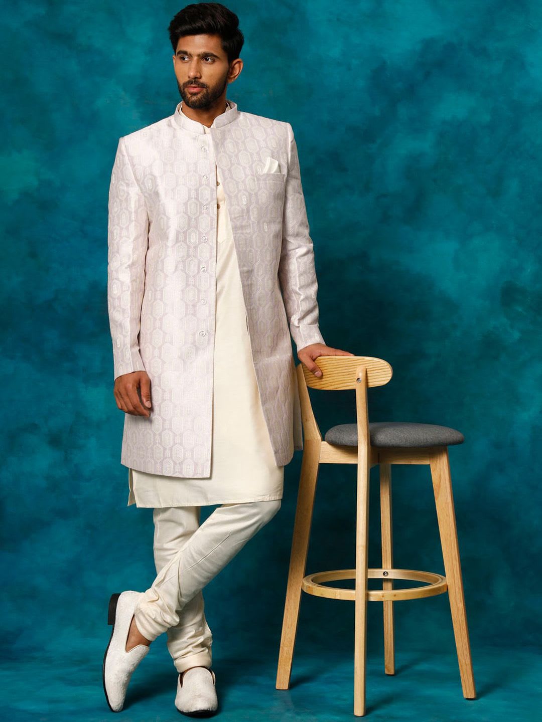 VASTRAMAY Embroidered Indo Western Sherwani Set - default view