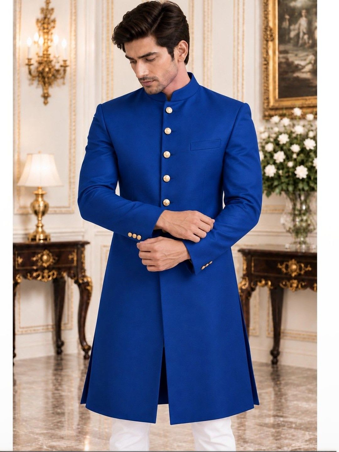 House of Pataudi Mandarin Collar Sherwani - default view