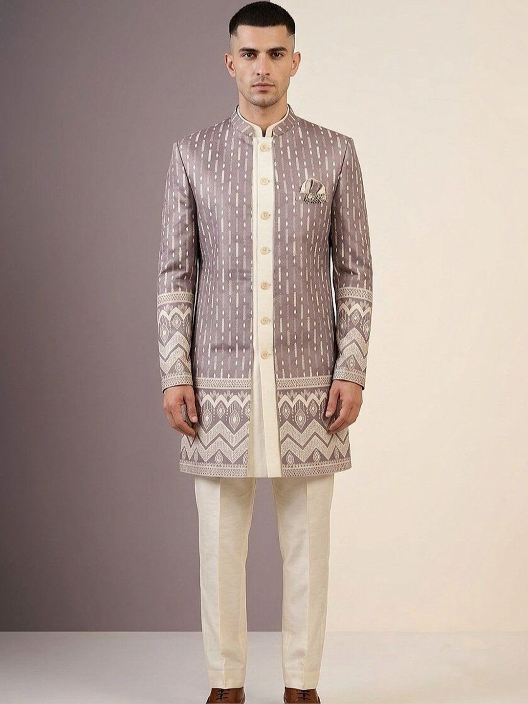 Rajkuwar Mandarin Collar Sherwani - default view