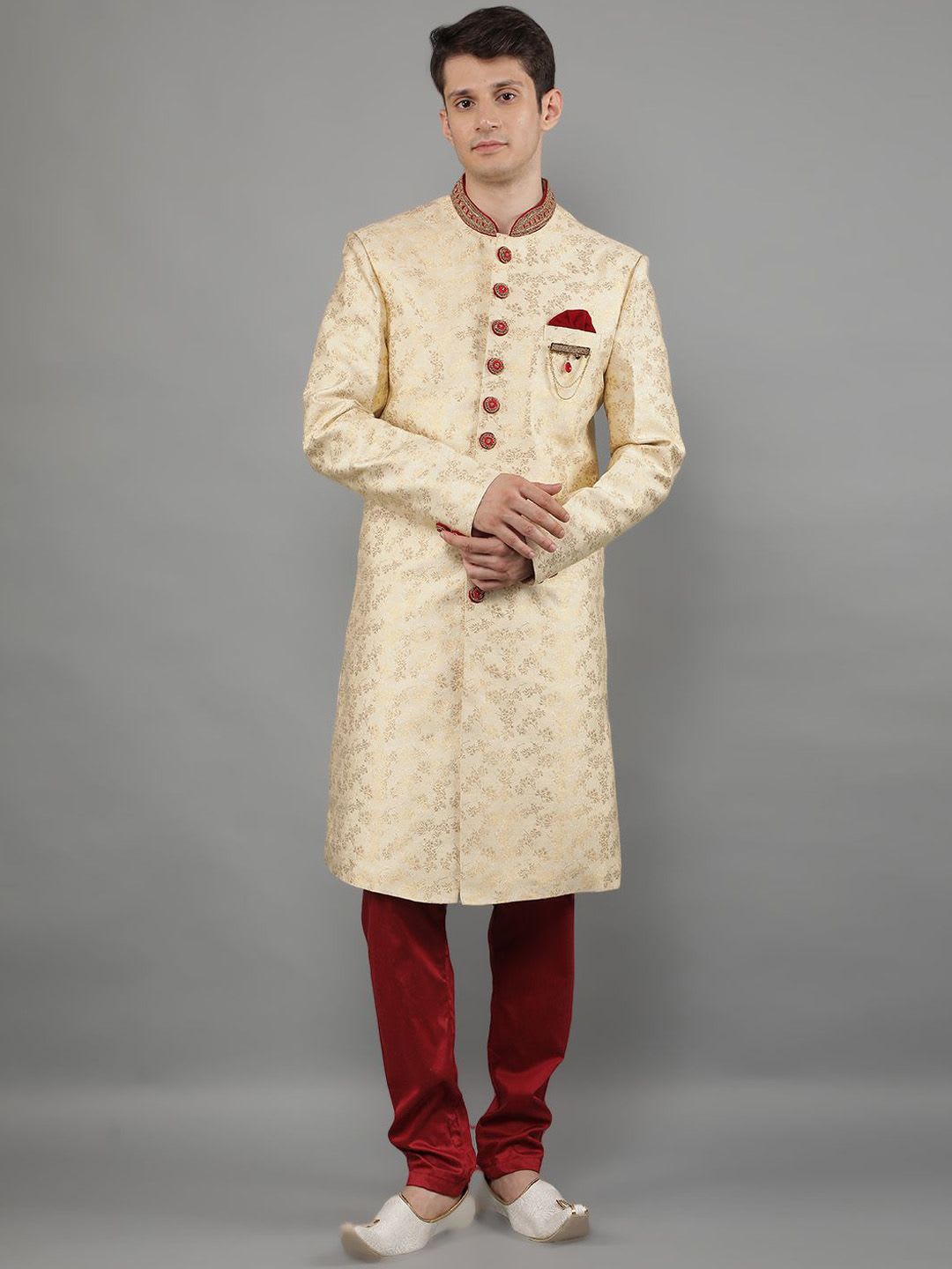 Manish Creations Men Woven Design Ethnic Sherwani Set - default view
