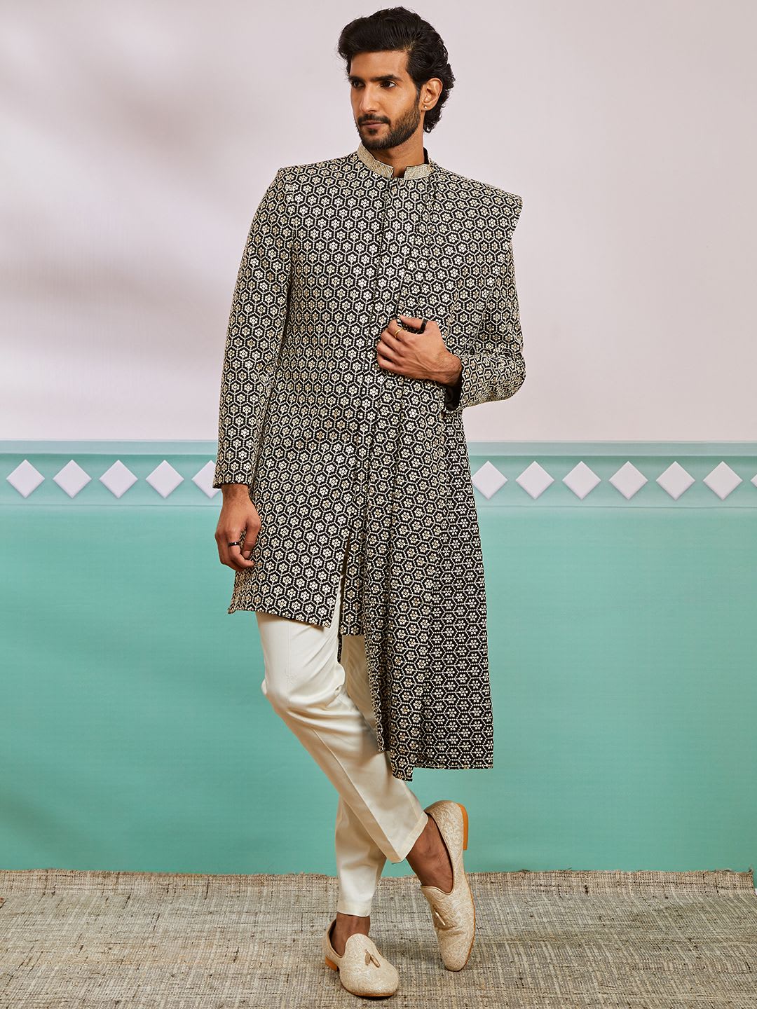 VASTRAMAY Embroidered Sherwani Set - default view