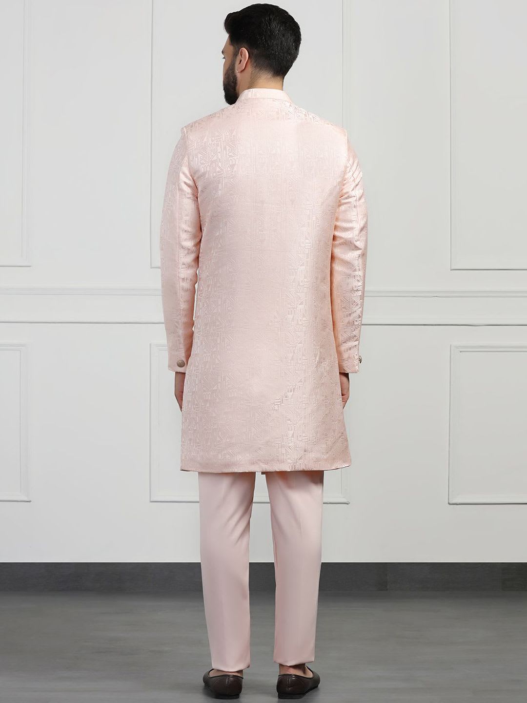 TAHVO Mens Embroidered Mandarin Collar Sherwani Set - left view