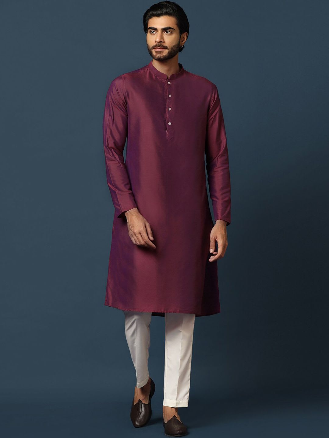 KISAH Men Cotton Kurta & Indowestern Sherwani with Trousers Set - left view