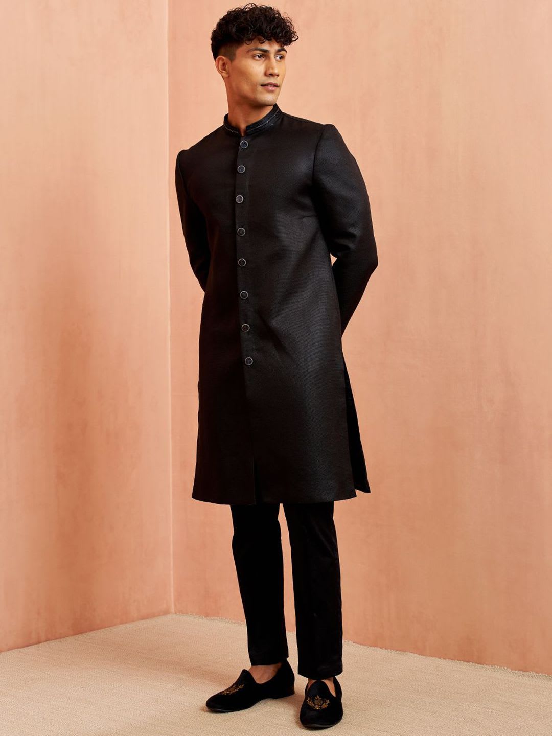 VASTRAMAY Mandarin Collar Sherwani Set - default view