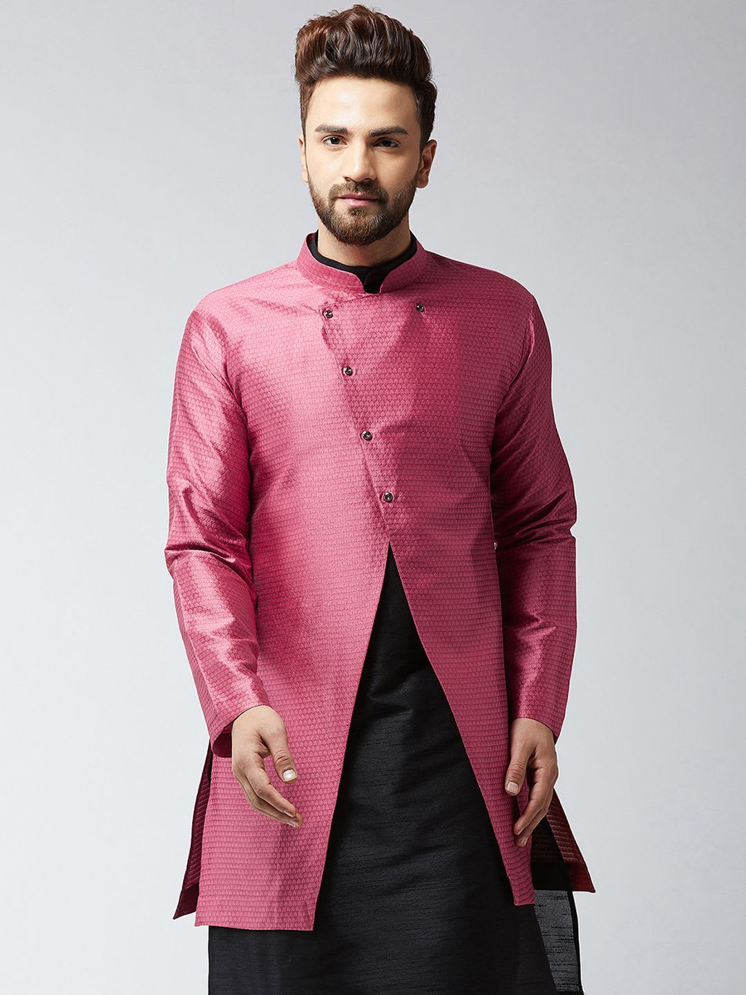Sojanya Men Pink Self Designed Sherwani Jacket - default view