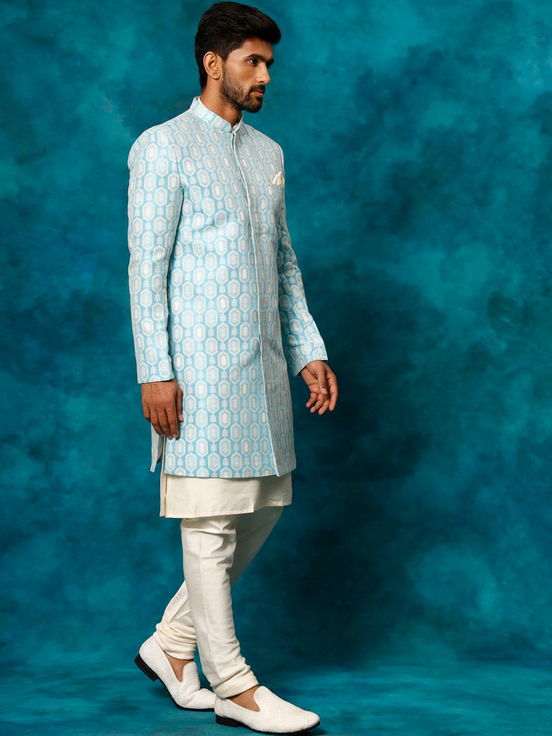 VASTRAMAY Embroidered Indo Western Sherwani Set - right view