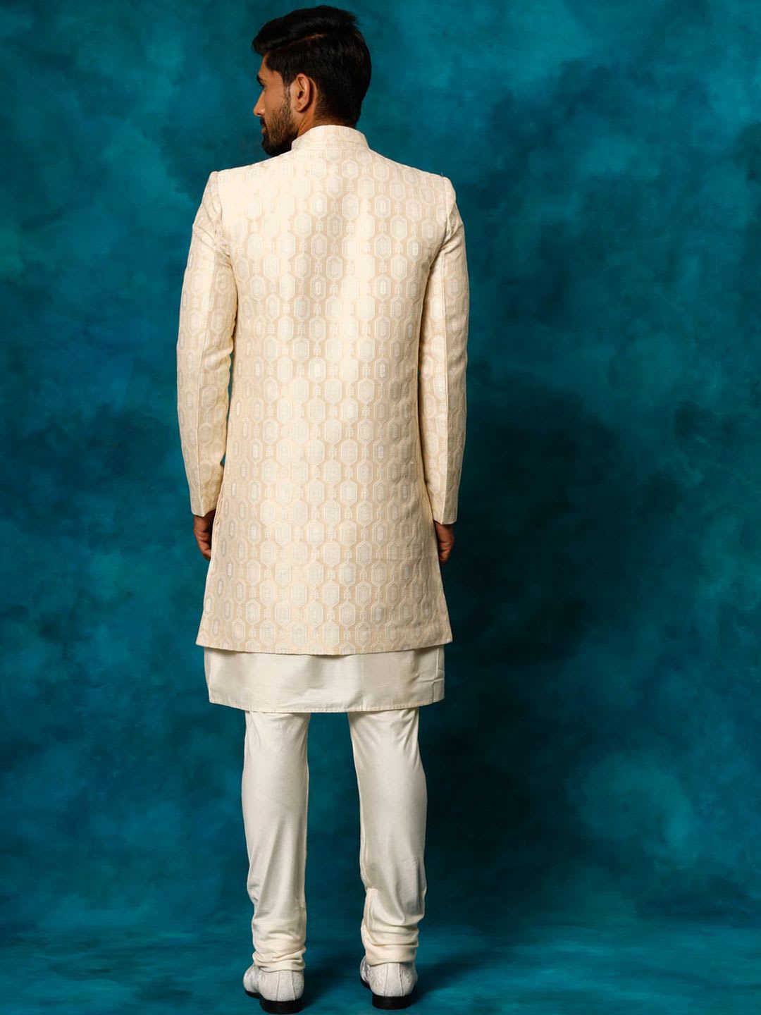 VASTRAMAY Embroidered Indo Western Sherwani Set - right view