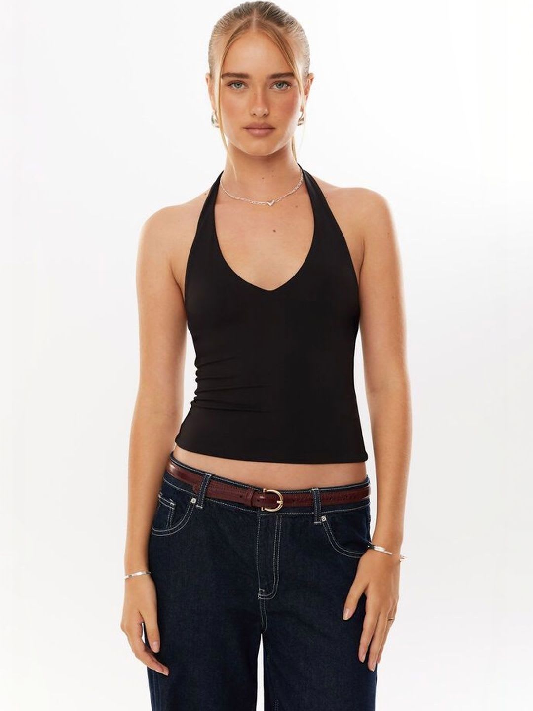 Atlies Halter Neck Cotton Crop Top - default view