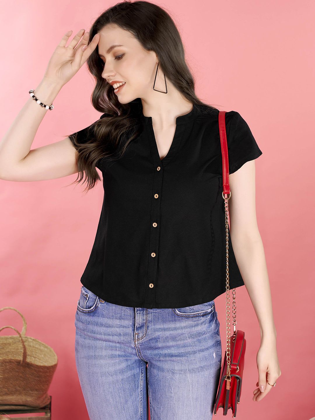 Anouk X fwd V-Neck Cotton Crop Top - default view