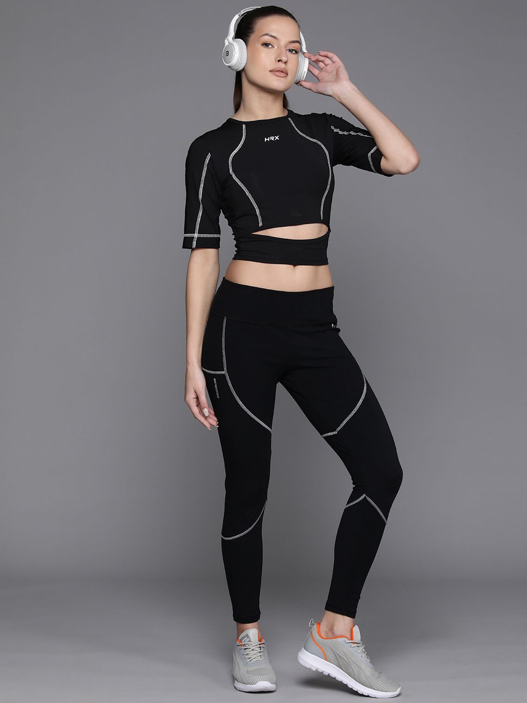 HRX by Hrithik Roshan Lifestyle Fitted Cut Out Crop Top - left view