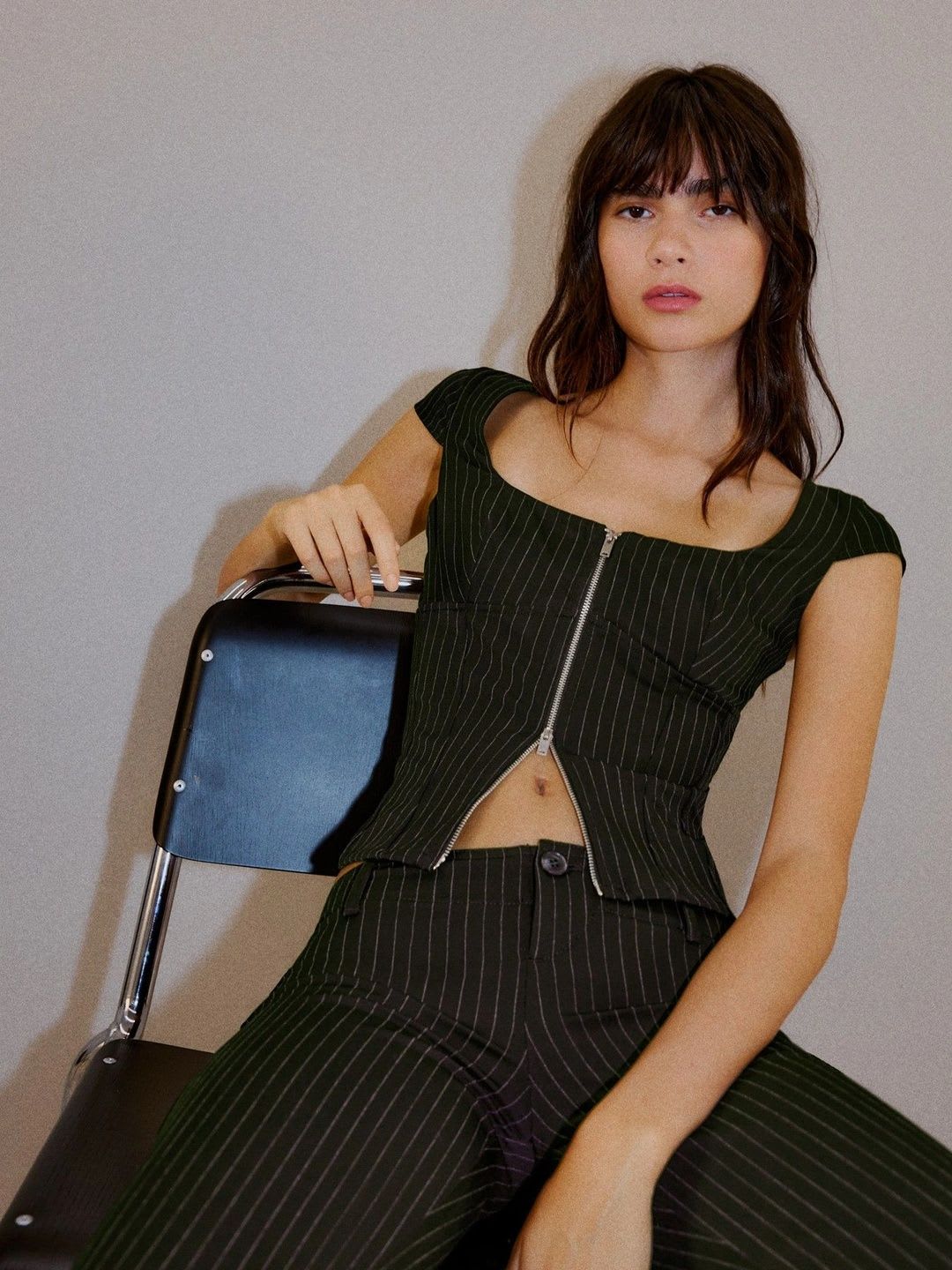 Bershka Striped Crop Top - back view