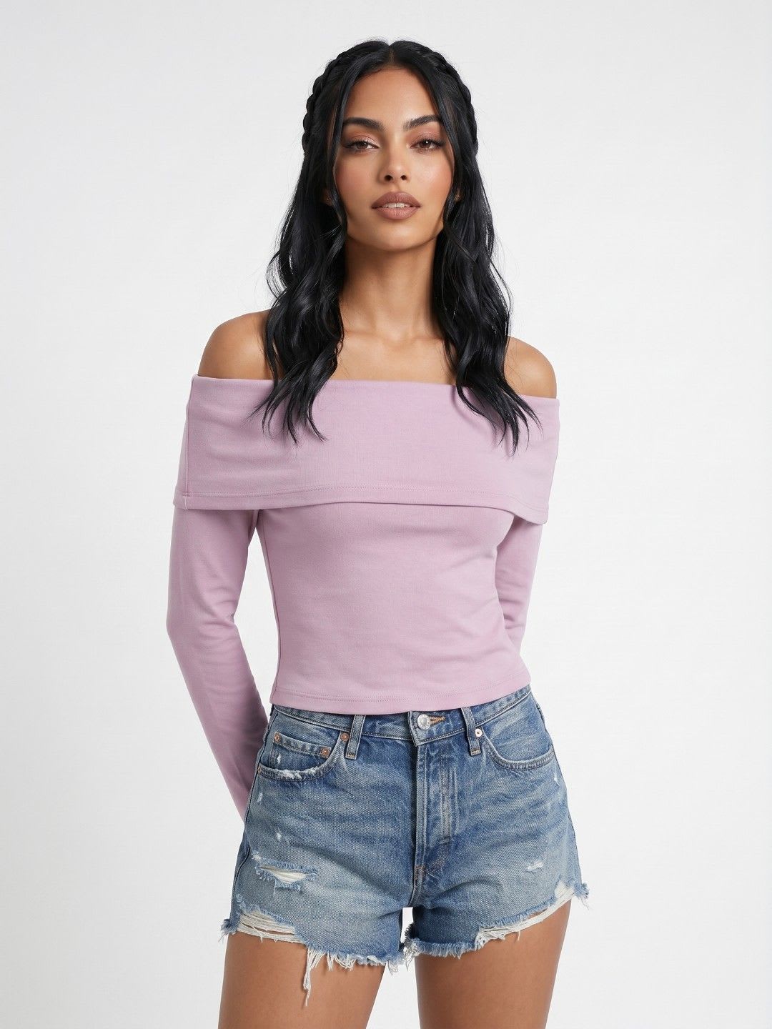 glitchez Off-Shoulder Crop Top - default view