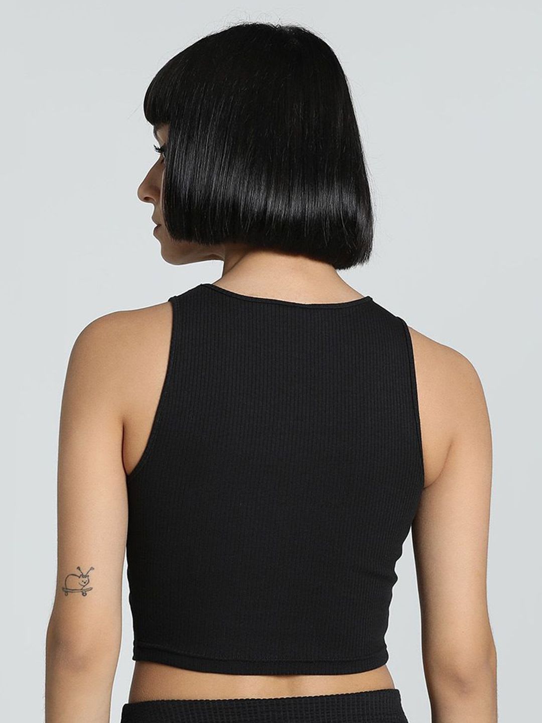 Puma Wardrobe Essentials Women Ribbed Crop Tank Top - right view